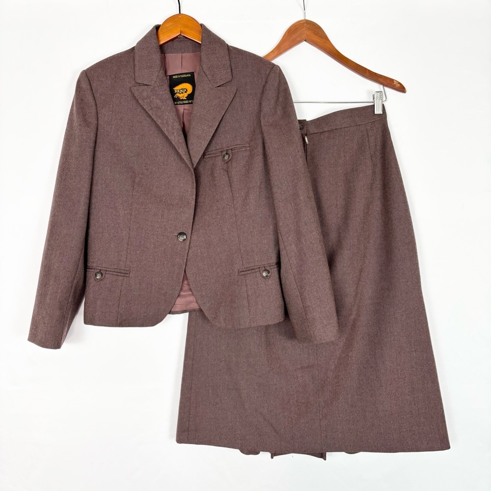 Vintage Fox Run Blazer Skirt‎ Set Brown Size 11 Wool